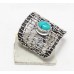 Ring 925 Sterling Silver Natural Blue Turquoise Gem Stone Engraved Handmade E199